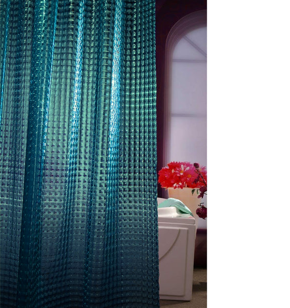 Dark Blue 3D Geometric Vinyl Shower Curtain Liner Waterproof