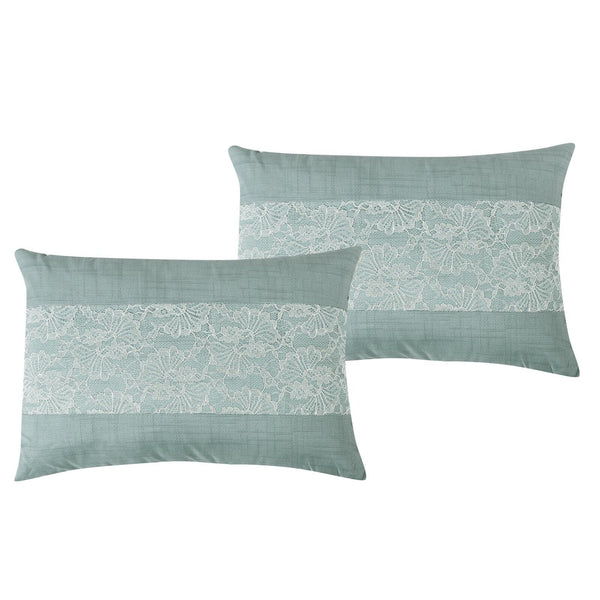 7 Piece Comforter Set Floral Embroidery Light Green Soft Bedding Set