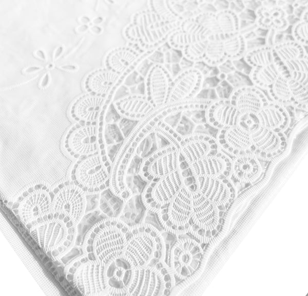 54"x72" White Vinyl Tablecloth Floral Laced Table Cloth Cover Waterproof