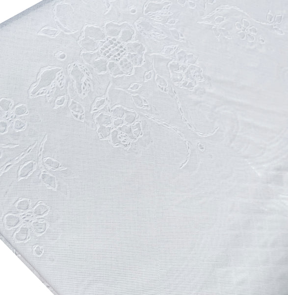 60"x90" White Vinyl Tablecloth Floral Laced Table Cloth Cover Waterproof