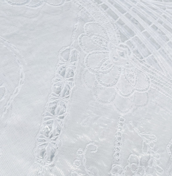 60"x90" White Vinyl Tablecloth Floral Laced Table Cloth Cover Waterproof
