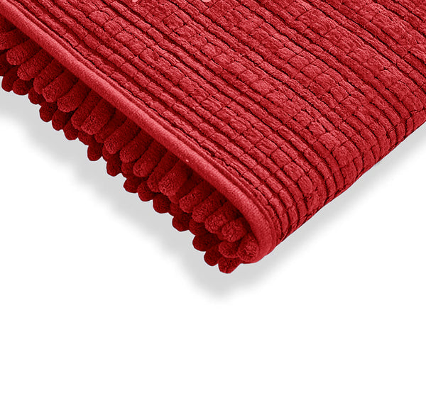 Large 2 Piece Set Red Soft Cozy Plush Chenille Bath Mat Bathroom Rug