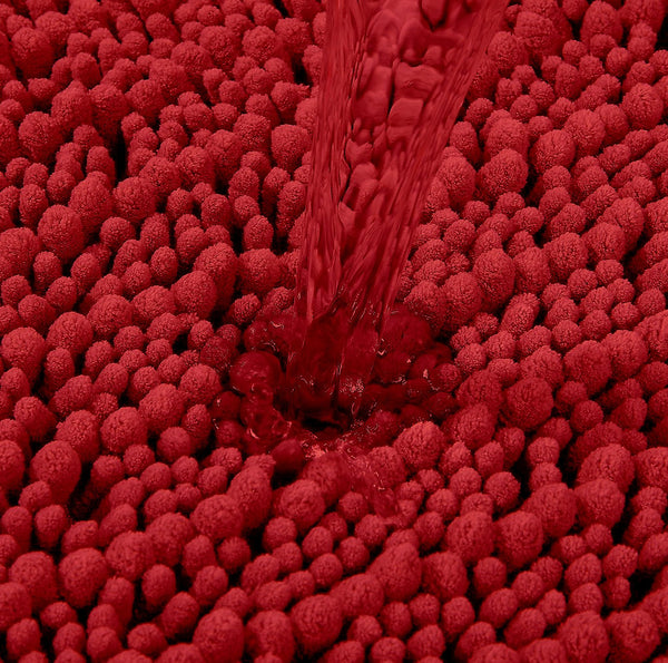 Large 2 Piece Set Red Soft Cozy Plush Chenille Bath Mat Bathroom Rug