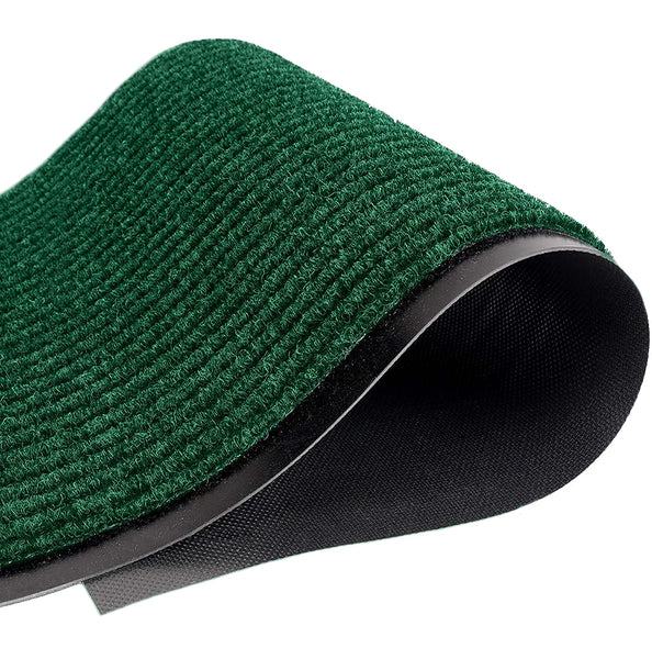Green Indoor Outdoor Heavy Duty Ribbed Entry Entrance Door Mat with Rubber Backing - 16"x24"