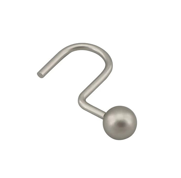 12 Piece Set - Brushed Nickel Heavy Duty Steel Ball Shower Curtain Hooks Rings Rustproof Metal