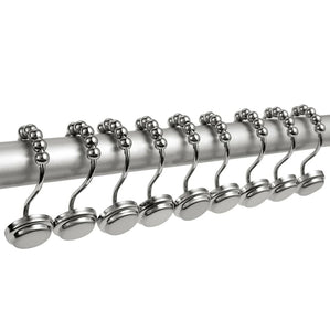 12 Piece Set - Chrome Heavy Duty Shower Curtain Hooks Rings Rustproof Metal