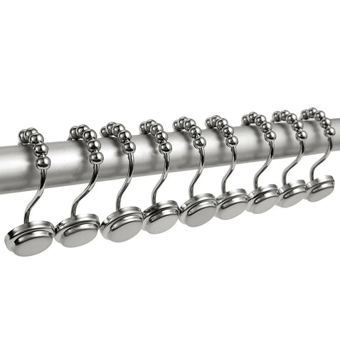 12 Piece Set - Chrome Heavy Duty Shower Curtain Hooks Rings Rustproof Metal