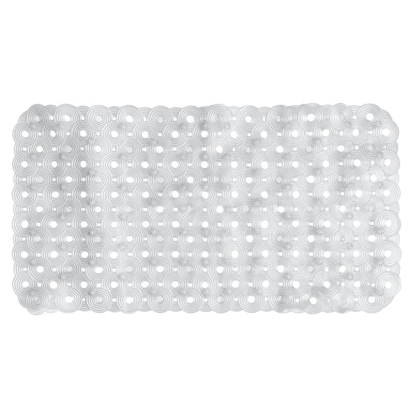 Clear Transparent Geometric Circles Vinyl Non-Slip Bathtub Shower Mat With Suction Cups -27" x 14.6"