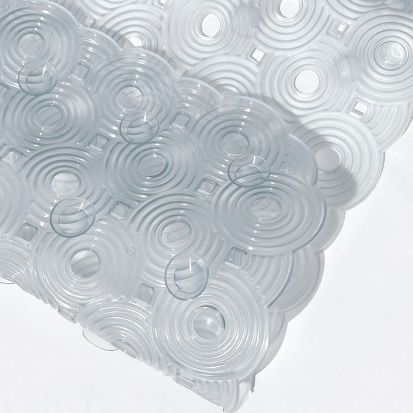 Clear Transparent Geometric Circles Vinyl Non-Slip Bathtub Shower Mat With Suction Cups -27" x 14.6"