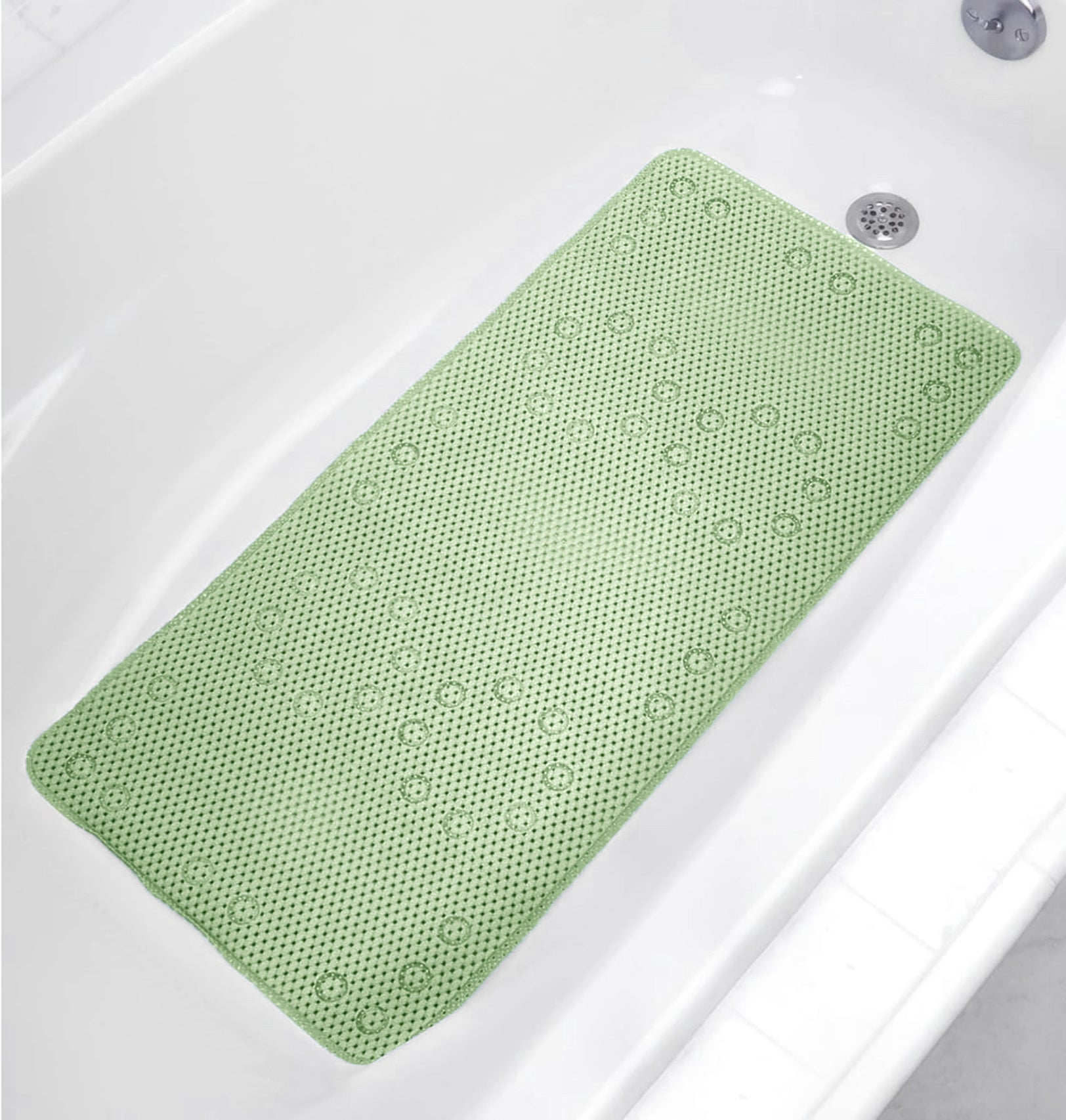 Sage Green Non-Slip Foam Bathtub Shower Mat With Suction Cups