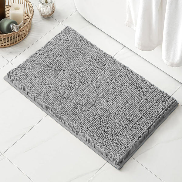 23"x15" - Dark Grey Soft Cozy Plush Chenille Bath Mat Bathroom Rug