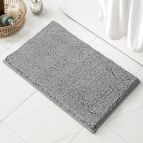 23"x15" - Dark Grey Soft Cozy Plush Chenille Bath Mat Bathroom Rug