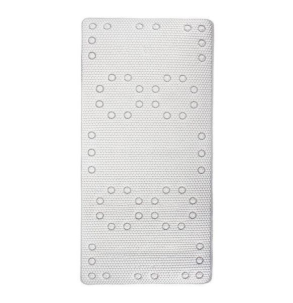 Extra Thick Long White Non-Slip Foam Bathtub Shower Mat With Suction Cups Fast Drying - 36" x 17"