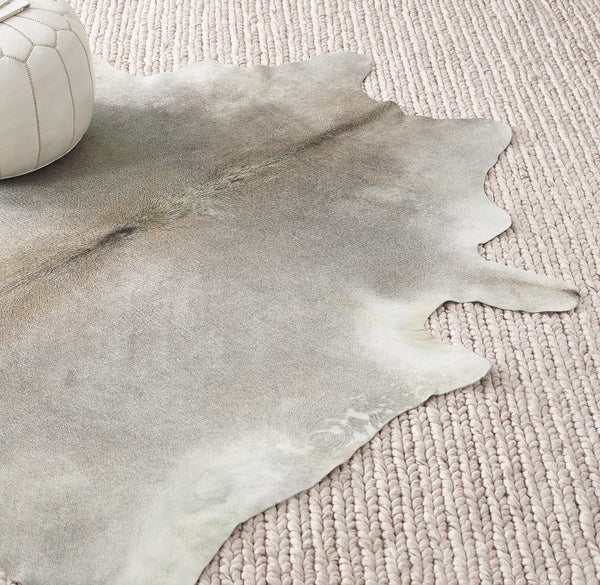 6' x 7' Feet Grey Cowhide Handmade Soft Large Cow Hide Cow Skin Leather Animal Area Rug