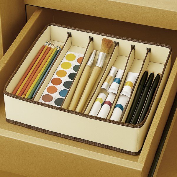 Beige Foldable Drawer Dresser Organizer Storage Bin - 12"x12"x4"