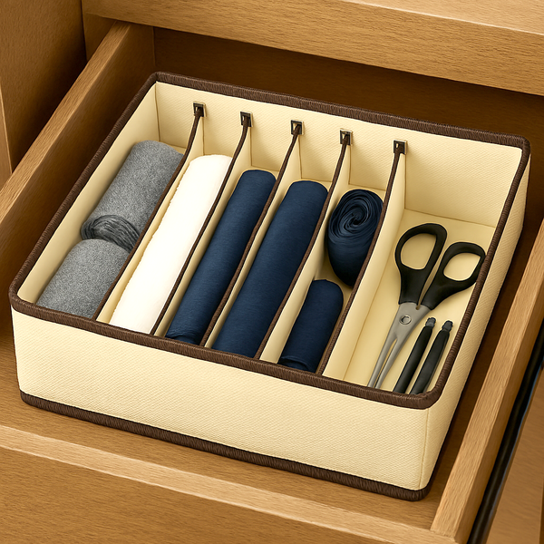 Beige Foldable Drawer Dresser Organizer Storage Bin - 12"x12"x4"