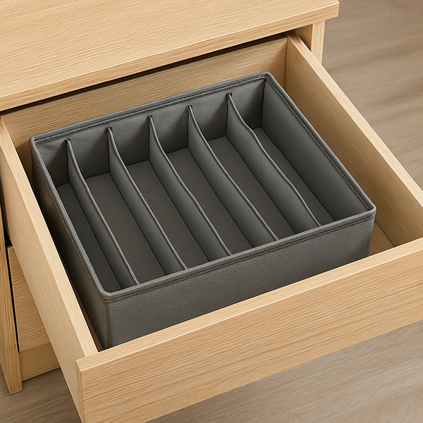 Grey Foldable Drawer Dresser Organizer Storage Bin - 12"x12"x4"
