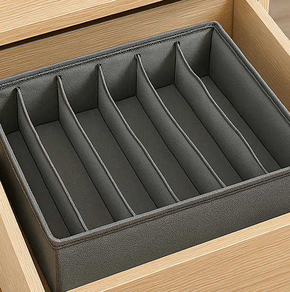 Grey Foldable Drawer Dresser Organizer Storage Bin - 12"x12"x4"