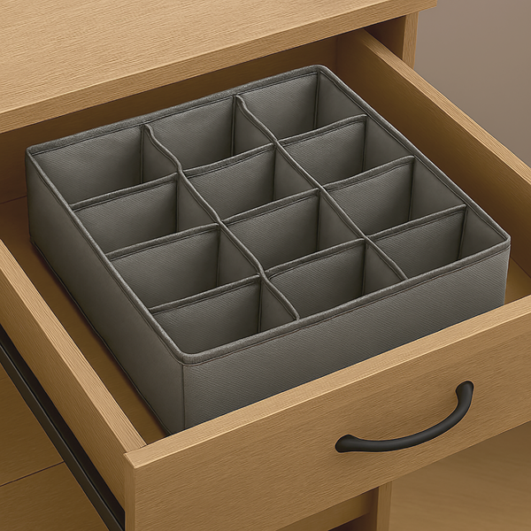 Grey Foldable Drawer Dresser Organizer Storage Bin - 12"x12"x4"