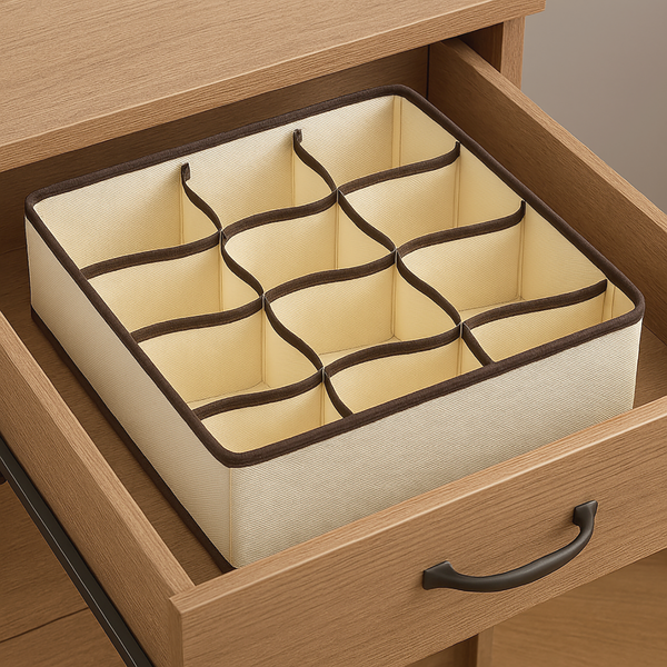 Beige Foldable Drawer Dresser Organizer Storage Bin - 12"x12"x4"