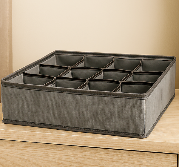 Grey Foldable Drawer Dresser Organizer Storage Bin - 12"x12"x4"