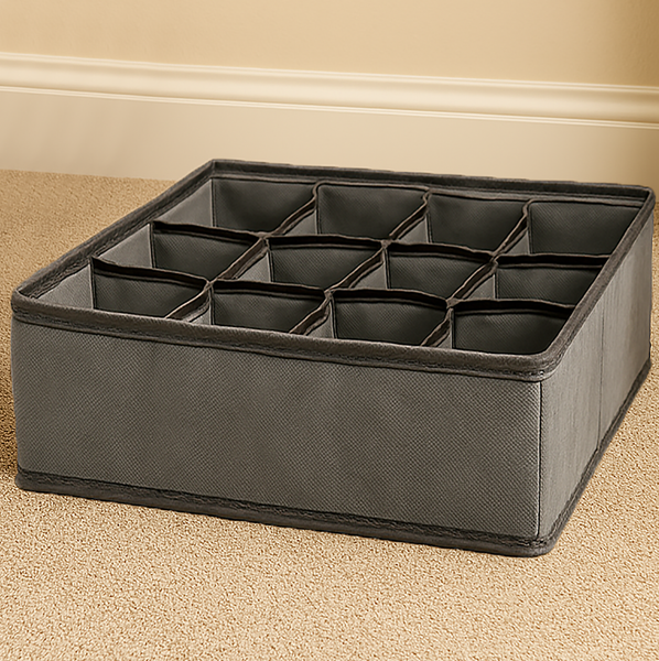 Grey Foldable Drawer Dresser Organizer Storage Bin - 12"x12"x4"