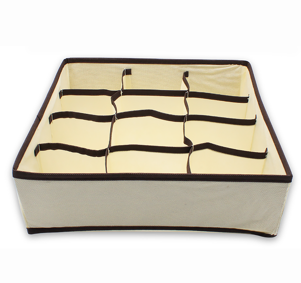 Beige Foldable Drawer Dresser Organizer Storage Bin - 12"x12"x4"