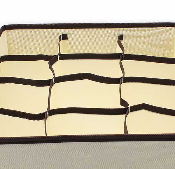 Beige Foldable Drawer Dresser Organizer Storage Bin - 12"x12"x4"