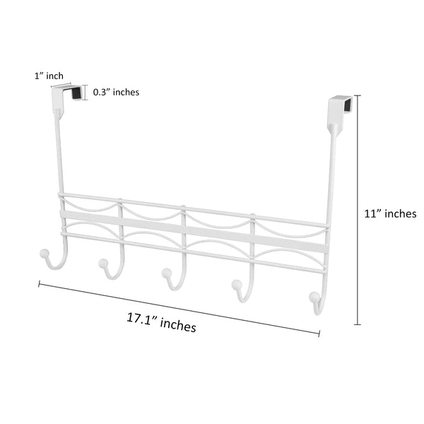 Heavy Duty White Over The Door Hanger Hanging Rack 5 Hooks Organizer