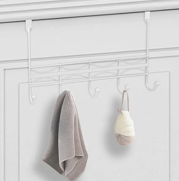 Heavy Duty White Over The Door Hanger Hanging Rack 5 Hooks Organizer
