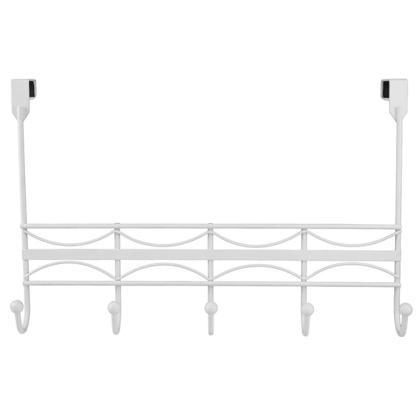 Heavy Duty White Over The Door Hanger Hanging Rack 5 Hooks Organizer