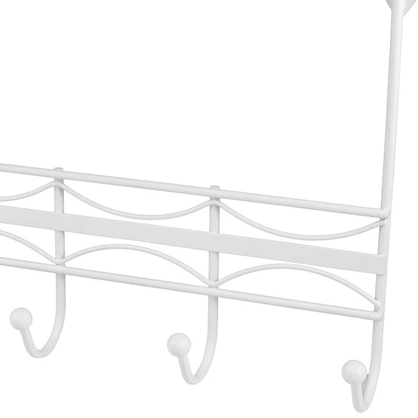 Heavy Duty White Over The Door Hanger Hanging Rack 5 Hooks Organizer
