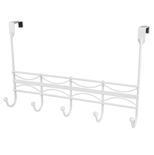 Heavy Duty White Over The Door Hanger Hanging Rack 5 Hooks Organizer