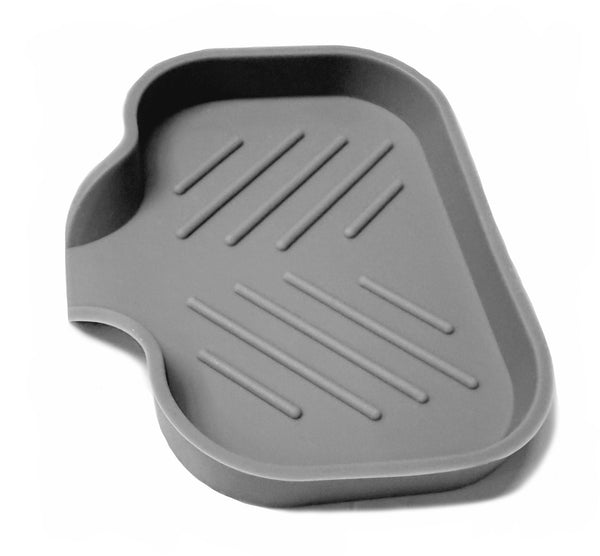 Set of 2 - Silicon Grey Sponge Holder Sink Bathroom Organizer Mat With Drain Spout