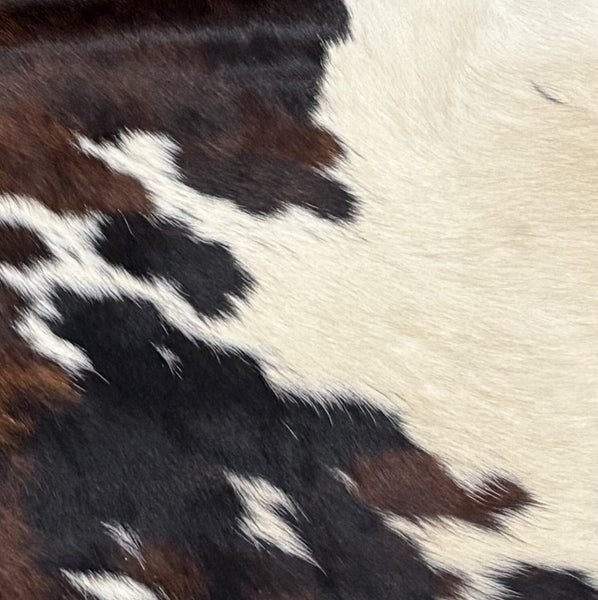 6' x 7' Feet Tri-Color Cowhide Brown Black White Handmade Soft Large Cow Hide Cow Skin Leather Animal Area Rug