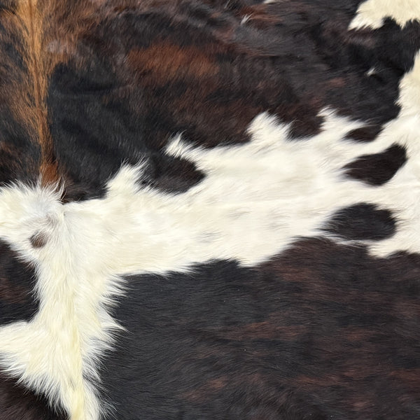 6' x 7' Feet Brindle Tri-Color Cowhide Brown Black White Handmade Soft Large Cow Hide Cow Skin Leather Animal Area Rug