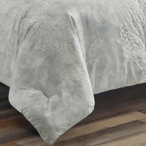7 Piece Grey Modern Comforter Set Soft Bedding
