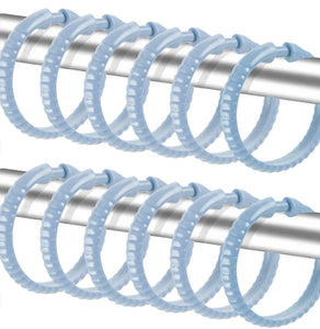 Light Blue 12 Piece Premium Plastic Shower Curtain Hooks Rings Round 2.25" Inches