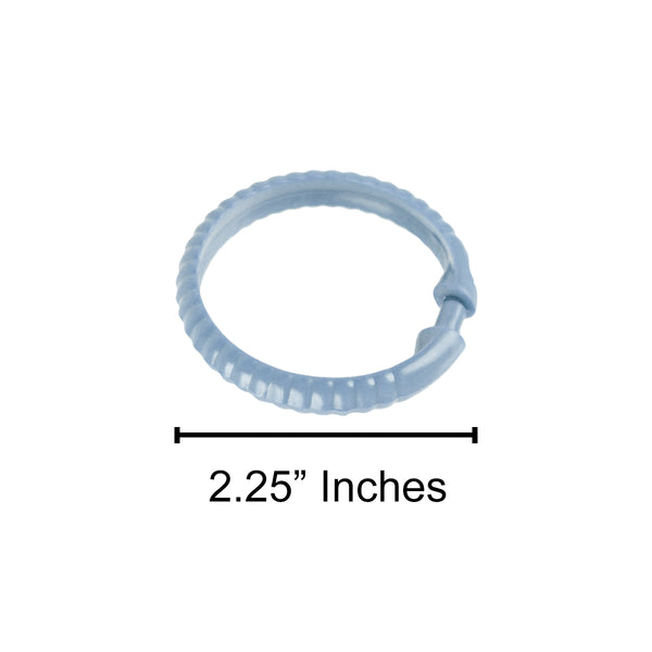 Light Blue 12 Piece Premium Plastic Shower Curtain Hooks Rings Round 2.25" Inches