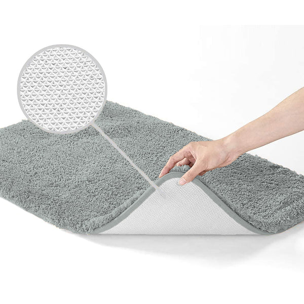 Large 2 Piece Light Grey Microfiber Soft Thick Plush Bath Mat Set