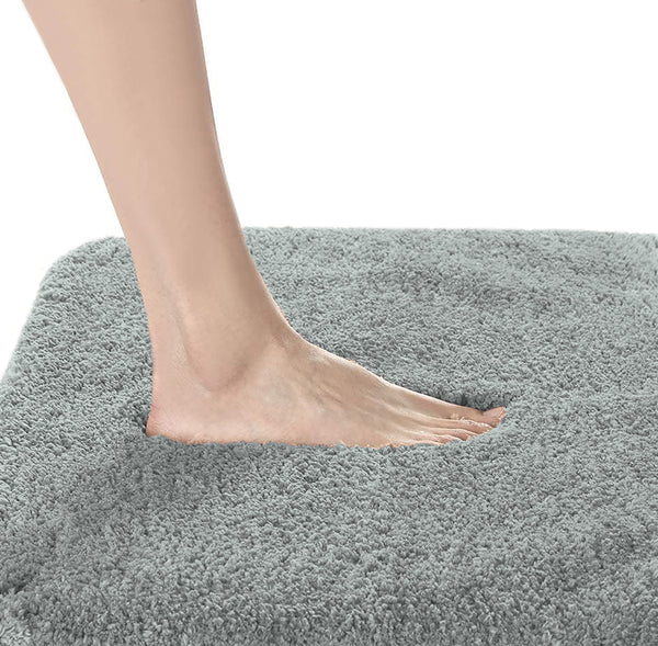 Large 2 Piece Light Grey Microfiber Soft Thick Plush Bath Mat Set