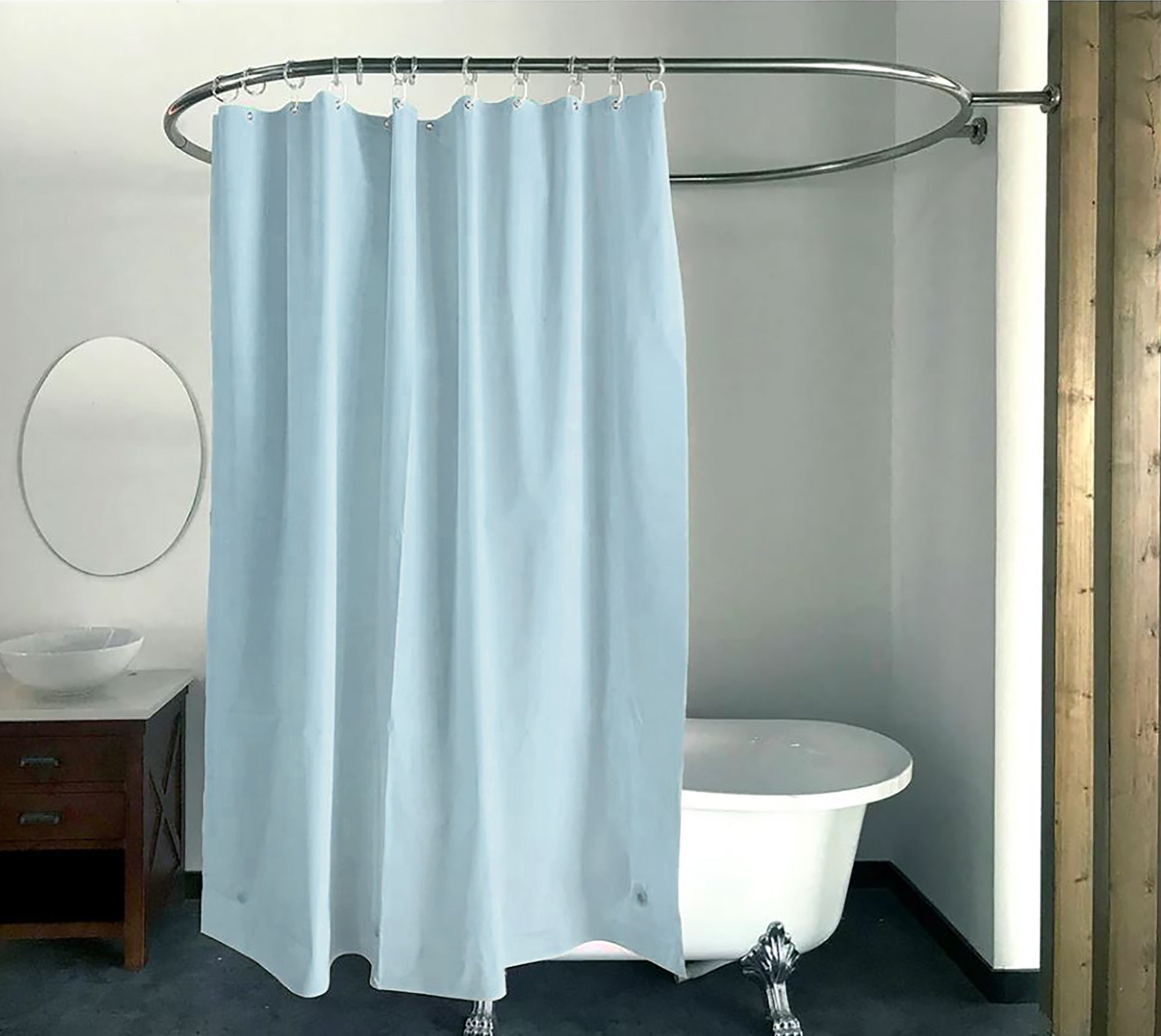 70" x 72" - Light Blue Vinyl Shower Curtain Liner Waterproof