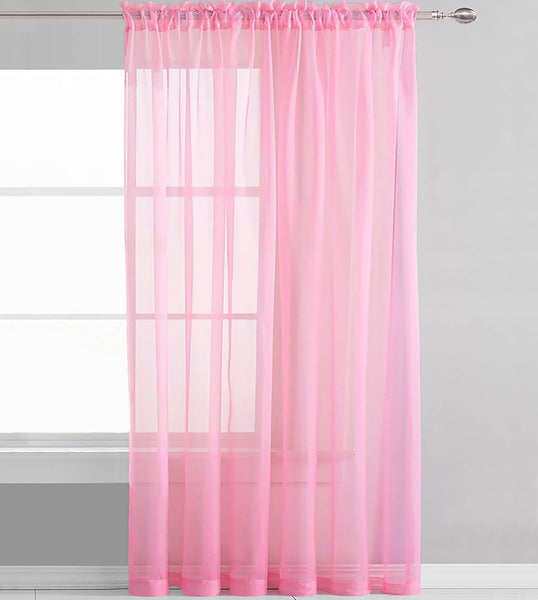 1 Piece Light Pink Sheer Rod Pocket Window Curtain Panel - 90" Inches Long