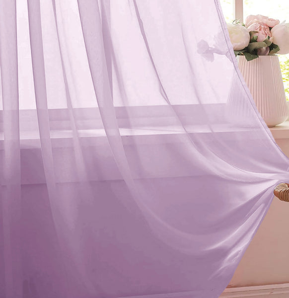 1 Piece Lilac Sheer Rod Pocket Window Curtain Panel - 63" Inches Long