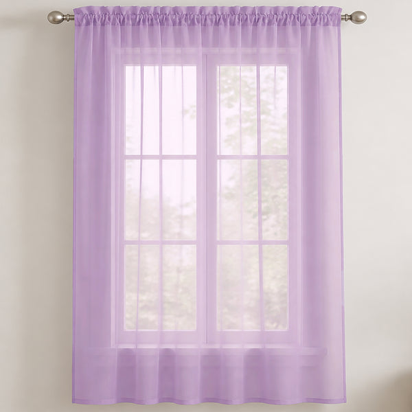 1 Piece Lilac Sheer Rod Pocket Window Curtain Panel - 63" Inches Long