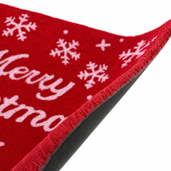 Heavy Duty Red Merry Christmas Holiday Snowflake Natural Coconut Coir Indoor/Outdoor Front Door Entry Mat Doormat - 17"x29"&nbsp;