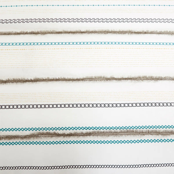 7 Piece Ivory Blue Striped Comforter Set Soft Bedding