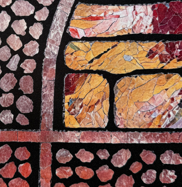 30"x19" -Red Stones Pebbles Half-Circle Non-Slip Rubber Washable Low-Pile Indoor Outdoor Entrance Door Mat