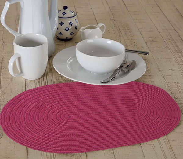 Pink Extra Thick Woven Trivet Oval Placemats Natural Cotton Hot Potholder Mat Heat Resistant - 12"x8.5"(Pack of 4)
