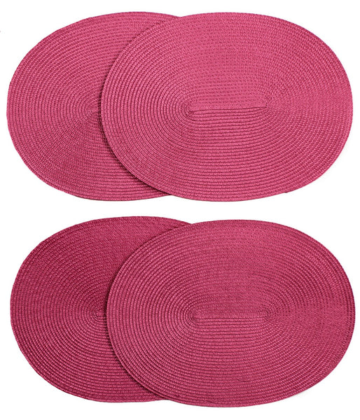 Pink Extra Thick Woven Trivet Oval Placemats Natural Cotton Hot Potholder Mat Heat Resistant - 12"x8.5"(Pack of 4)